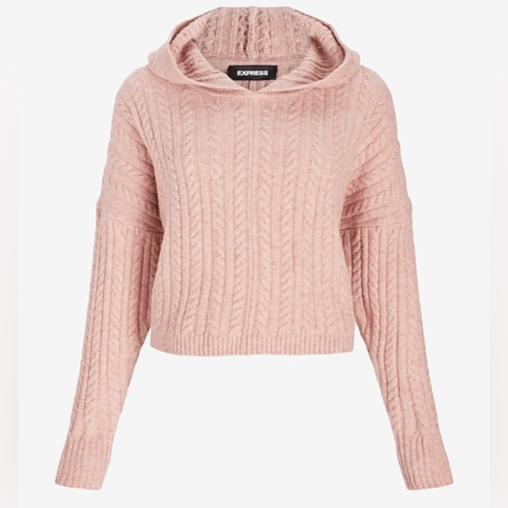 NWT Express cable knit cropped hoodie sweater